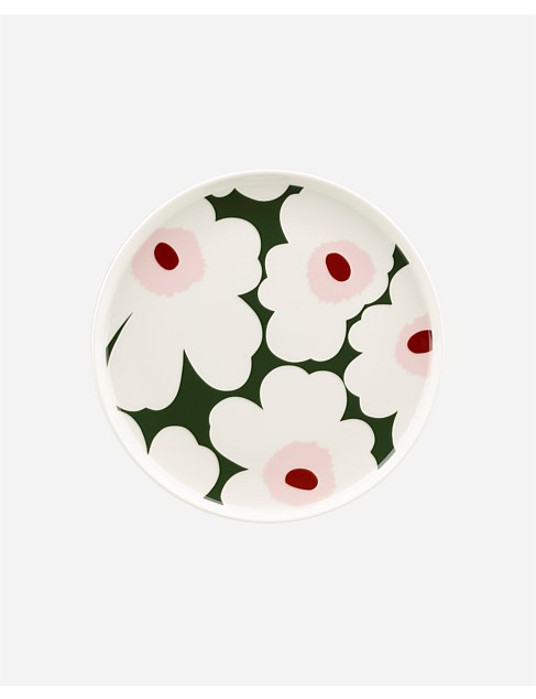 Oiva Unikko plate green/pink 20cm