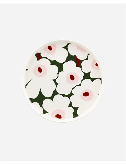 Oiva Unikko plate green/pink 25cm