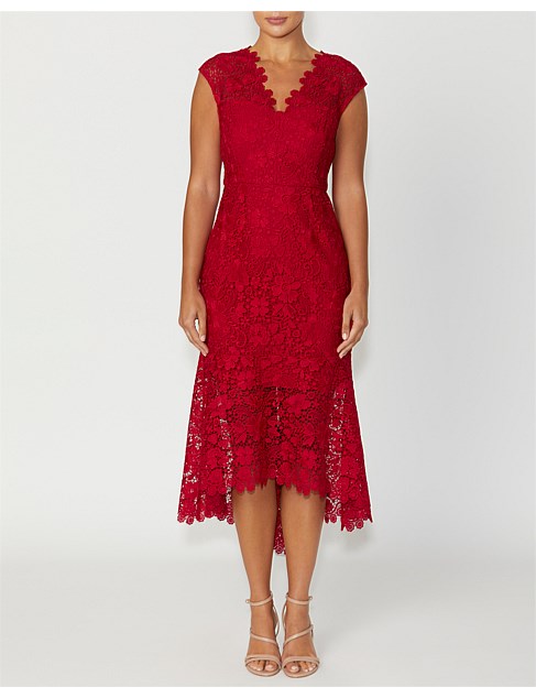 GEORGINA RED LACE DRESS