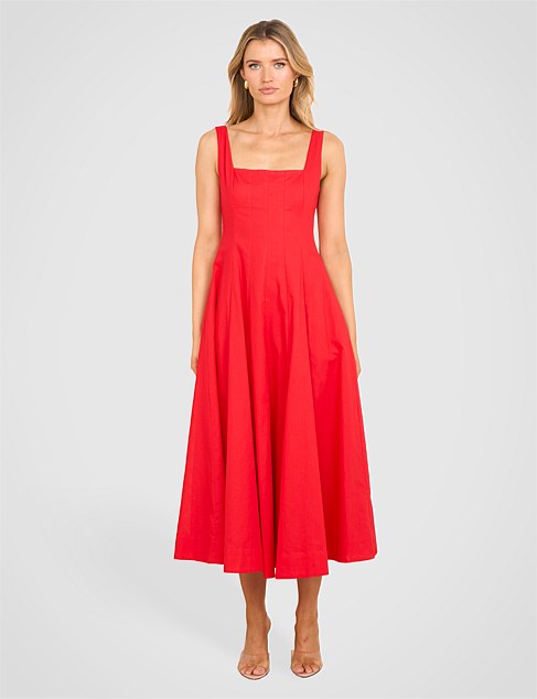 RAPHERA SQUARE NECK MIDI DRESS