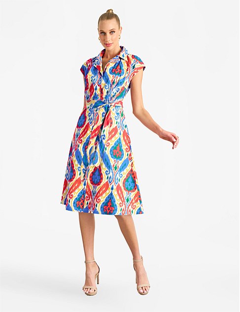 JEANNE FIT AND FLARE SHIRTMAKER DRESS