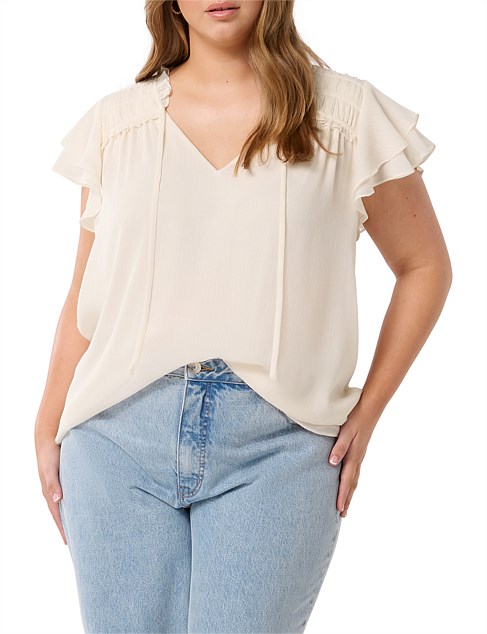 YUNA CURVE FRILL SHELL BLOUSE