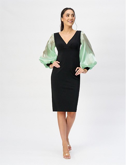 CONOR BALLOON SLEEVE KNEE LENGTH DRESS