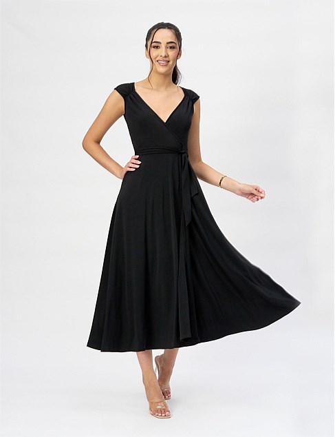 REBEKAH 'LBD'TRUE WRAP MIDI DRESS