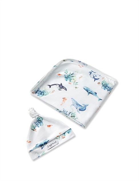 Ocean Organic Jersey Wrap & Beanie Set