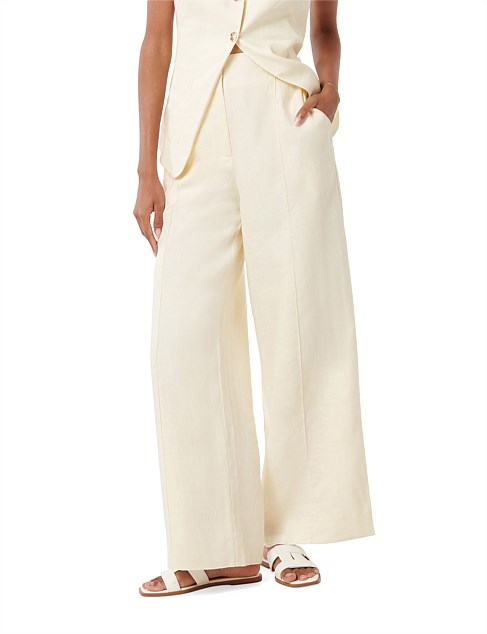 CYNTHIA PETITE LINEN WIDE LEG PANTS