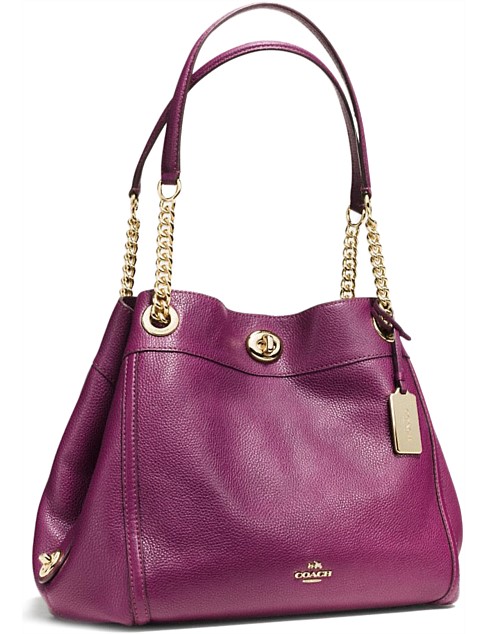 coach turnlock edie shoulder bag in pebble leather