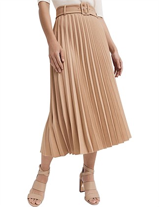 pleated belted skirt