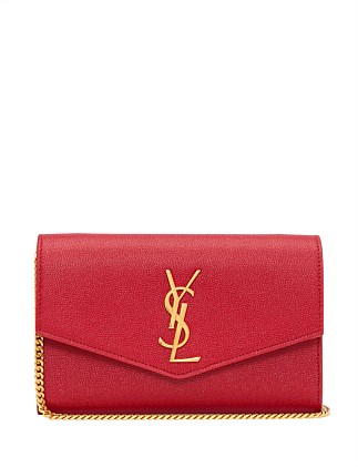 ysl uptown chain wallet red