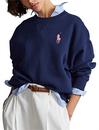 pink pony fleece crewneck sweatshirt