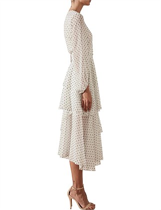 shona joy wilder tiered midi dress