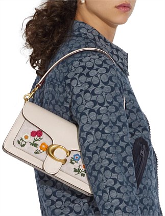 tabby shoulder bag 26 in signature canvas with floral embroidery