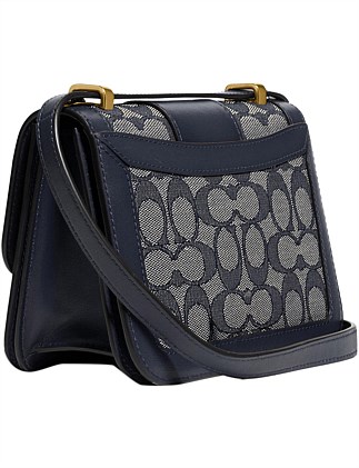 alie shoulder bag in signature jacquard with snakeskin detail