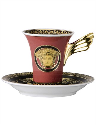 Medusa Red Espresso Cup & Saucer