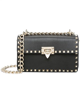 ROCKSTUD LEATHER SHOULDER BAG