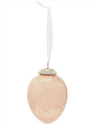 10CM PINK CRACKLE GLASS EGG BAUBLE