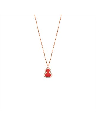 Petite Wulu necklace with diamonds and red agate