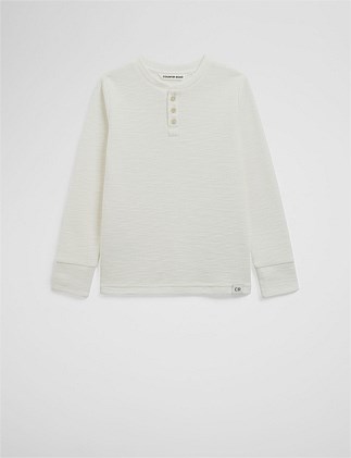 Organically Grown Cotton Blend Slub Texture Henley