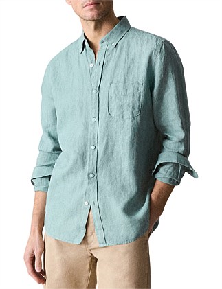 Regular Fit Delave Linen Long Sleeve Shirt