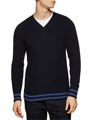 Porter V-Neck Knit Navy/Blue