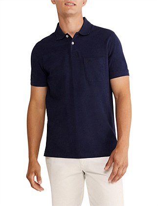 navy blue polo shirt