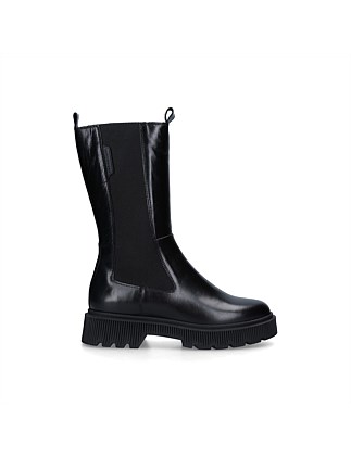 Stint Black Leather Calf High Boot