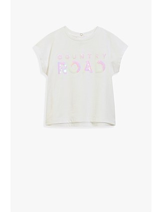 Organically Grown Cotton Sequin Logo T-Shirt