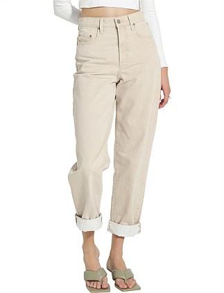 Sadie Stone Beige High Rise Relaxed Jean