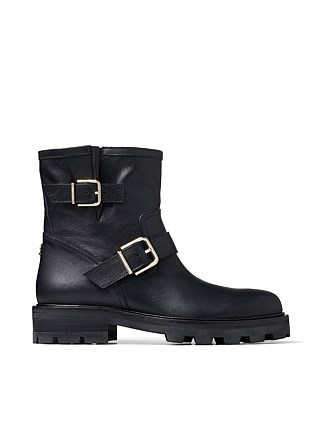 designer black biker boots