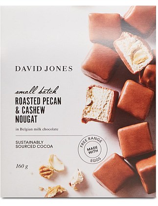 DAVID JONES PECAN CASHEW NOUGAT IN MILK CHOCOLATE BOX 160g