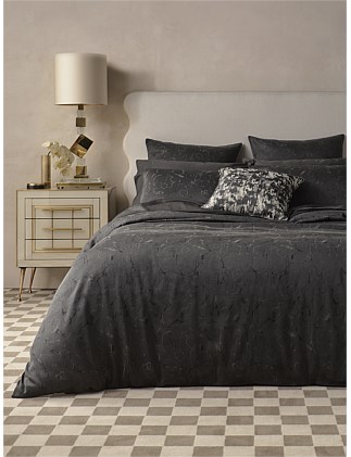 JACQUARD QUEEN BED QUILT COVER SET BLACK