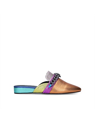 CHELSEA MULE MULTI COLOURED LEATHER FLATS