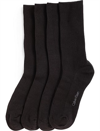 MENS 4 PACK RIB DRESS CREW SOCKS GIFTBOX