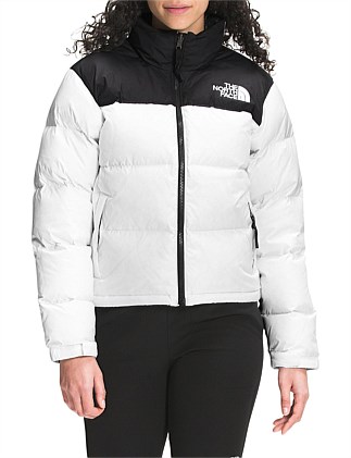 womens white and black north face jacket