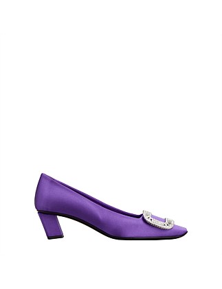 BELLE VIVIER PILGRIM BUCKLE PUMPS IN SATIN