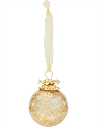 7CM CRACKLED GOLD FOIL POMEGRANATE GLASS BAUBLE