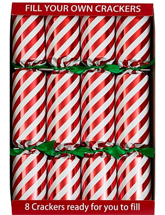 FILL YOUR OWN CHRISTMAS CRACKER CANDY STRIPE SET OF 8