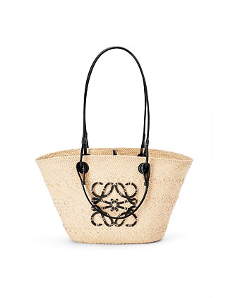 ANAGRAM BASKET BAG IN IRACA PALM/CALF