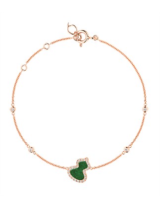 Petite Wulu bracelet in 18K rose gold with diamonds and jade