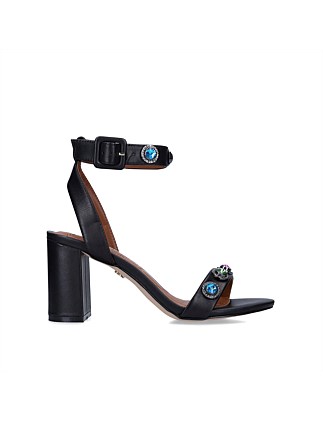 OCTAVIA BLOCK SANDAL BLACK LEATHER DRESS HEELS