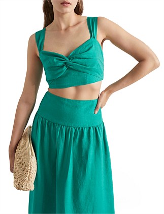 LINEN TWIST FRONT CROP TOP