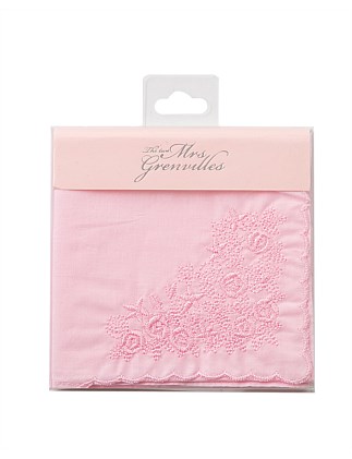 EMBROIDERED SCALLOP EDGE HANDKERCHIEF