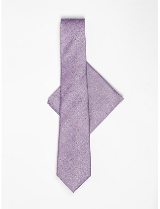 HRNGBNE TXT TIE & POCKET SQUARE SET LILAC