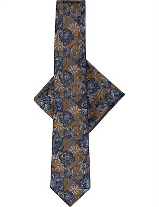 BLOSSOM TIE & POCKET SQUARE SET HONEY