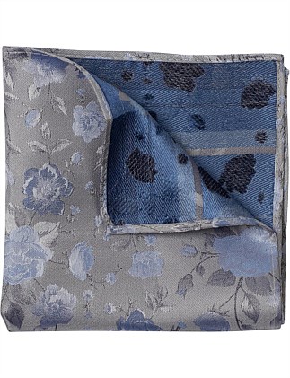 FLORAL TIE & POCKET SQUARE SET PEWTER