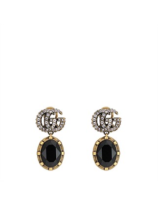 Double G earrings with black crystals