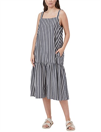 Strappy Tiered Dress In Organic Cotton Poplin