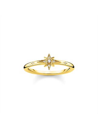 CZ Star Yellow Gold Ring