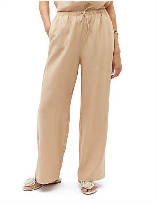 LINEN WIDE LEG TIE PANT