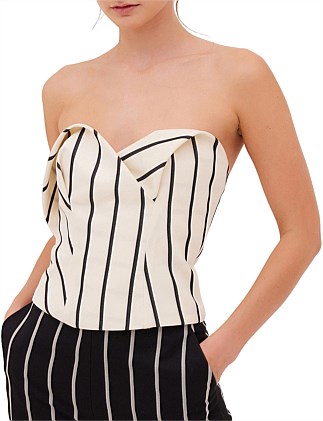 ECRU STRIPE TWILL REFLECTED BUSTIER